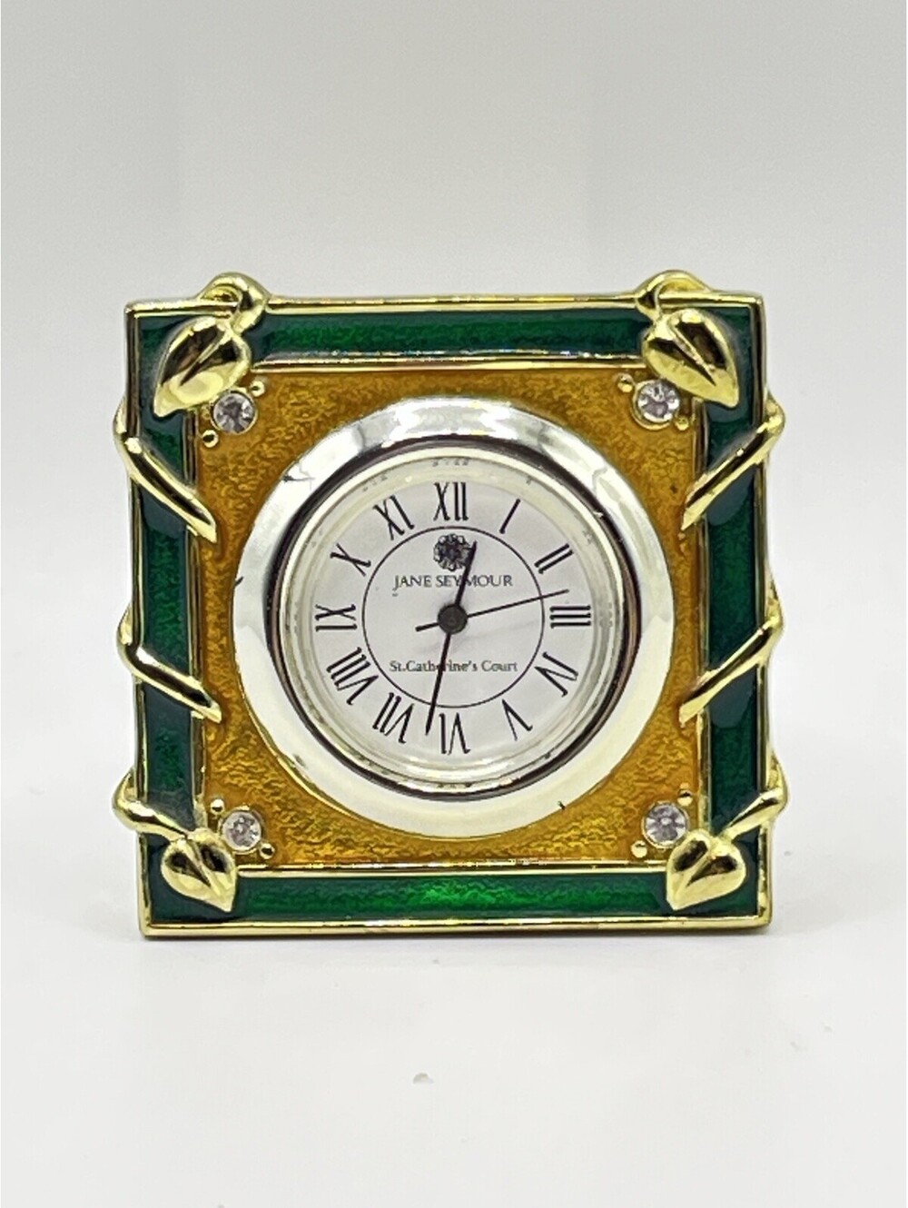 Vintage Jane Seymour Mini Mantle Clock Gold Tone Quartz Functions 3168.2
